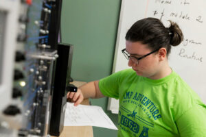 Student working in electronics lab