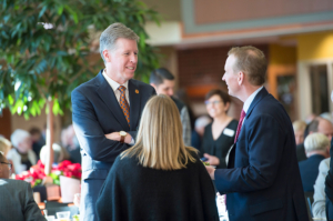 President Karl W. Einolf greeting visitors during the Inauguration lunch