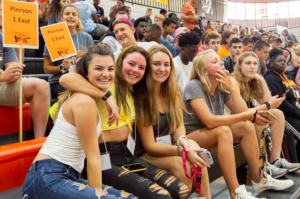 Students sitting in the Student Section during their new student orientation