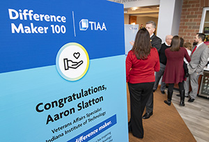 photo of poster recognizing Aaron Slatton's Difference Maker award from TIAA