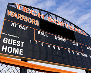 photo of warrior park softball scoreboard